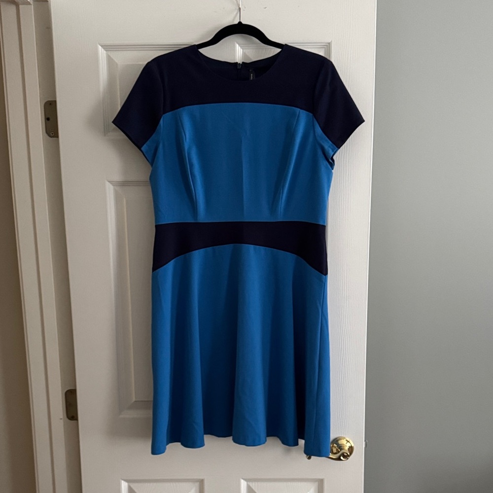 Marc By Marc Jacobs Color Block Navy Blue and Bright Blue Aline Dress Size 12